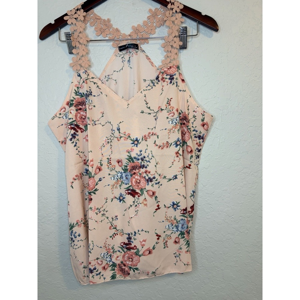 Emery Rose | Women's Floral Lightweight Tank Top Blouse | Large
